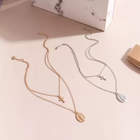 Elegant Virgin Mary Cross Gold Layered Christian Faith Religious Gift Necklace - Picture 2 of 4